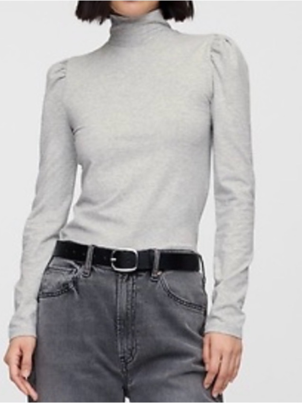 NWT GAP Mock Neck Long-Sleeve Top in Light Gray Size Small